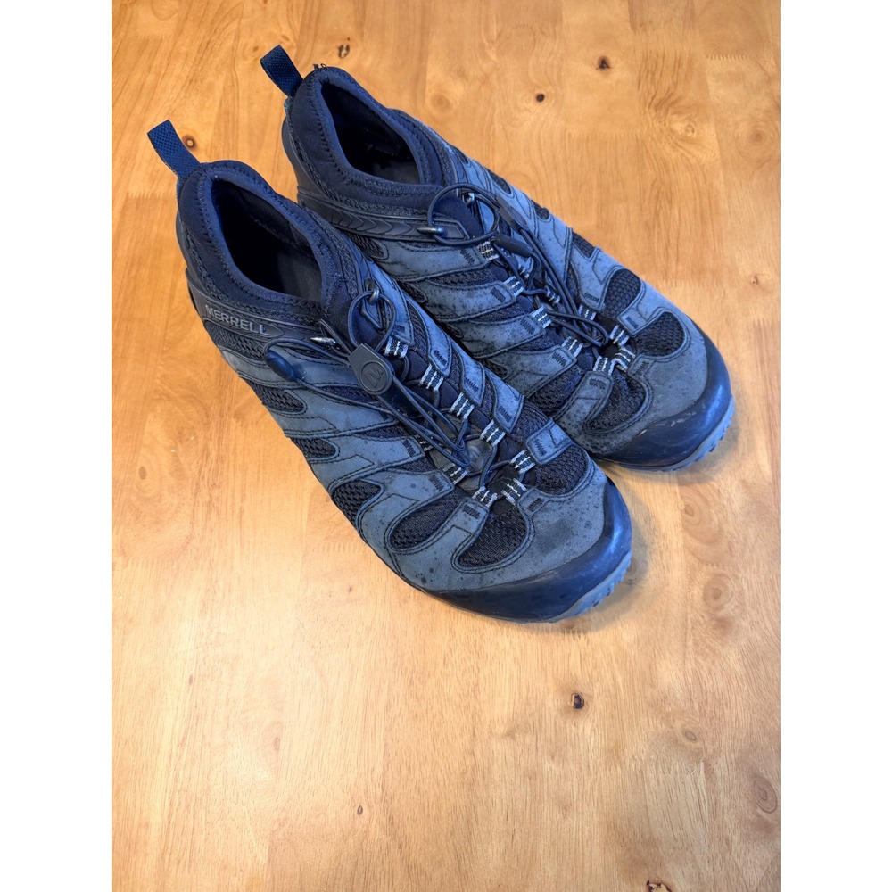 Merrell Chameleon II Stretch Hiking Shoes Mens Grey Black Vibram Bungee Laces